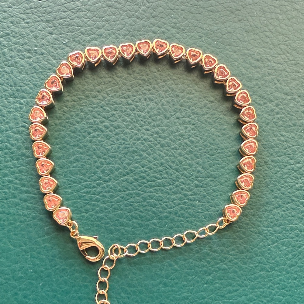 Heart-Shaped Pink and Gold Bracelet